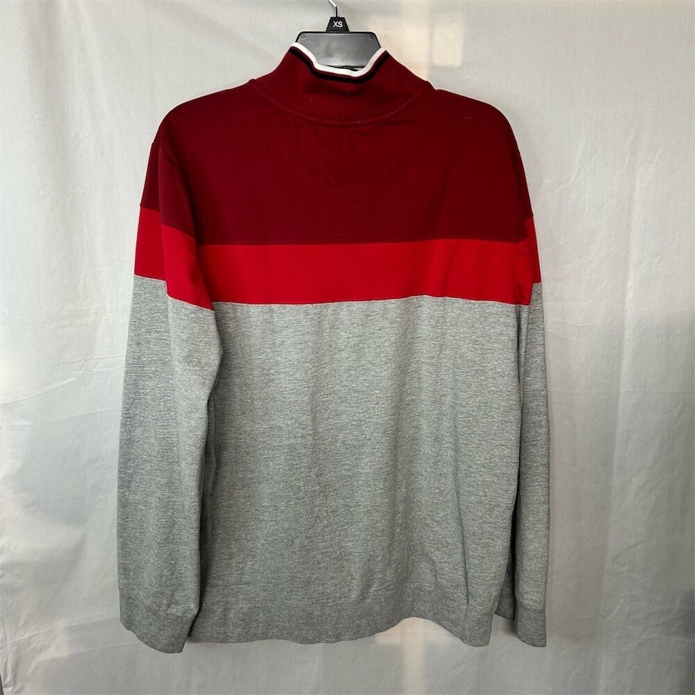 Ben Sherman Men's Quarter Zip Colorblock Pullover Sweatshirt Red/Gray L Top - Picture 4 of 8